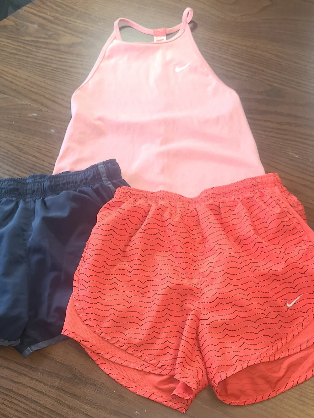 Nike Womens Pink Halter Tank with Red and Navy Shorts Set Size Small